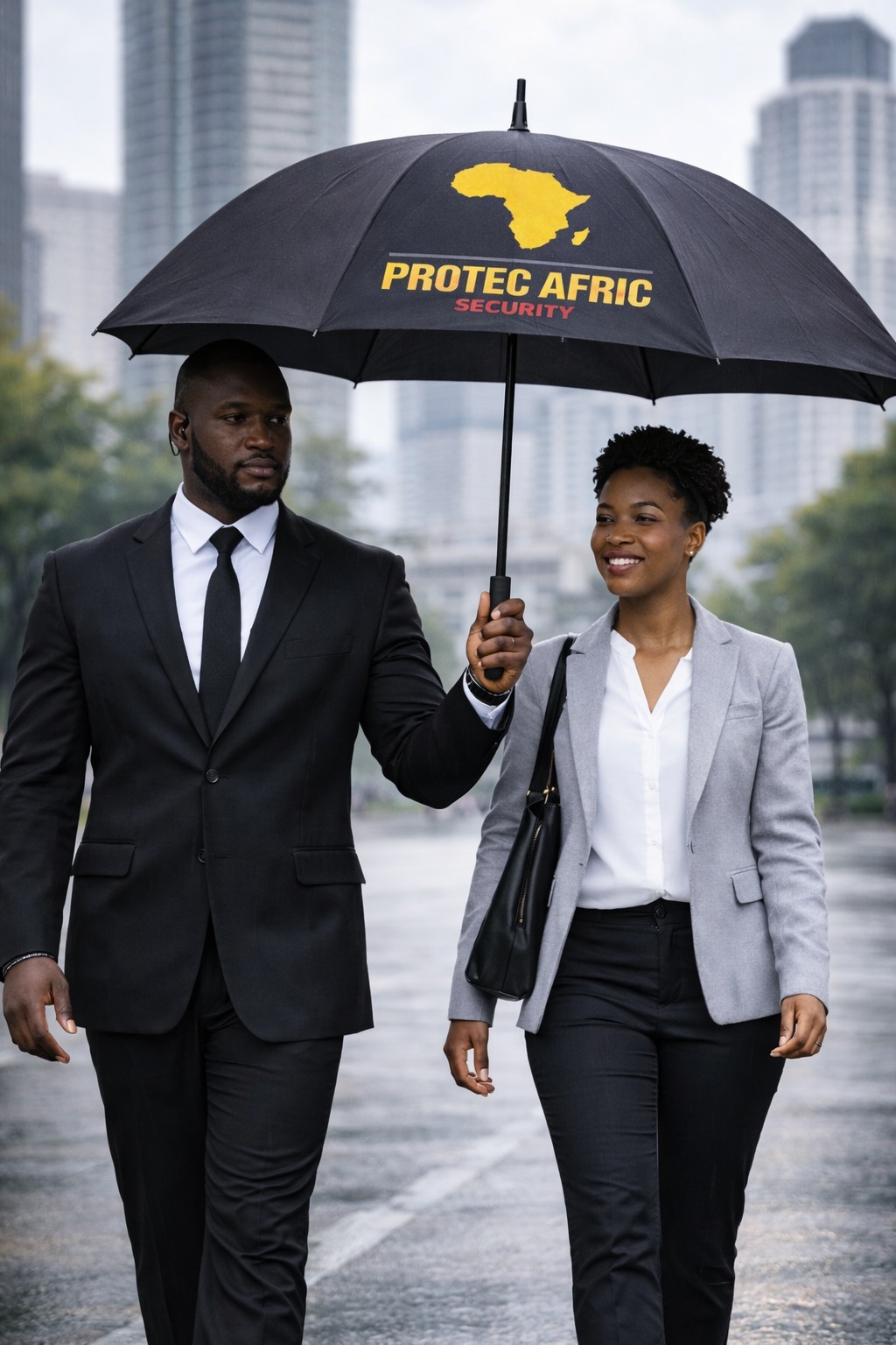 Agent de protection rapprochée PROTEC AFRIC SECURITY avec chien dressé
